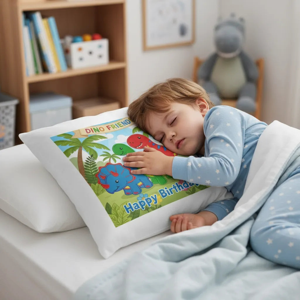 Personalized Dino Friends Explore - Custom Name Throw Pillow