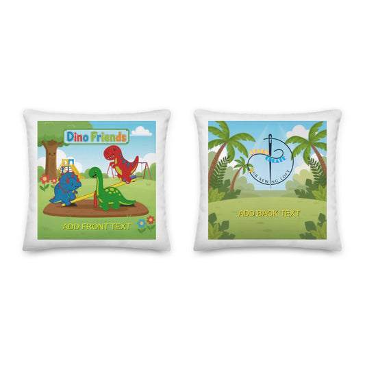 Personalized Dino Friends Seesaw Park- Custom Name Throw Pillow