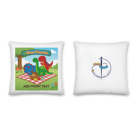Personalized Dino Friends Picnic - Custom Name Throw Pillow