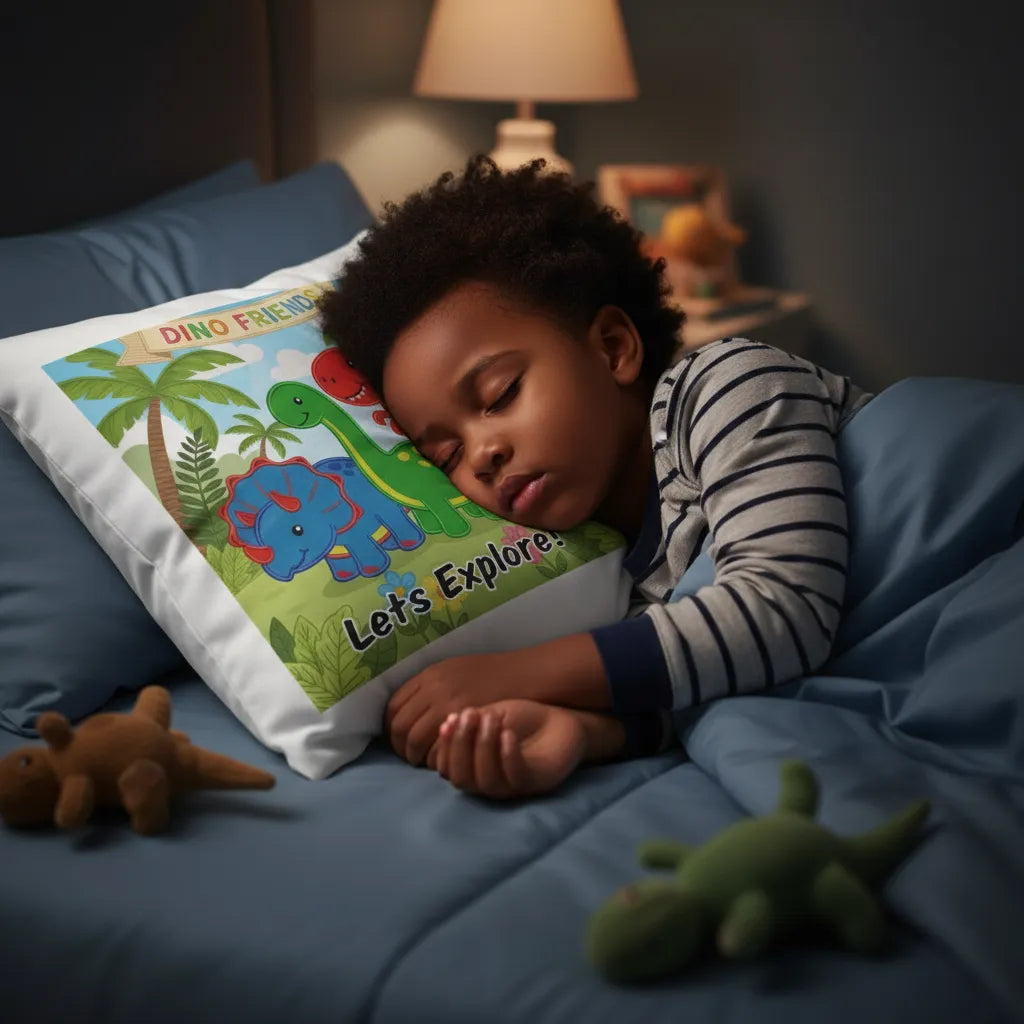 Personalized Dino Friends Explore - Custom Name Throw Pillow