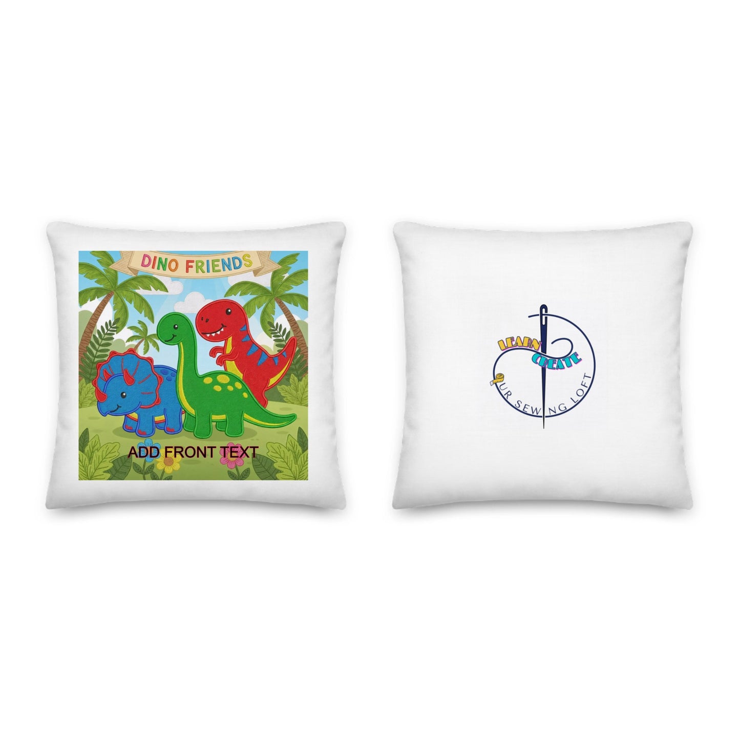Personalized Dino Friends Explore - Custom Name Throw Pillow