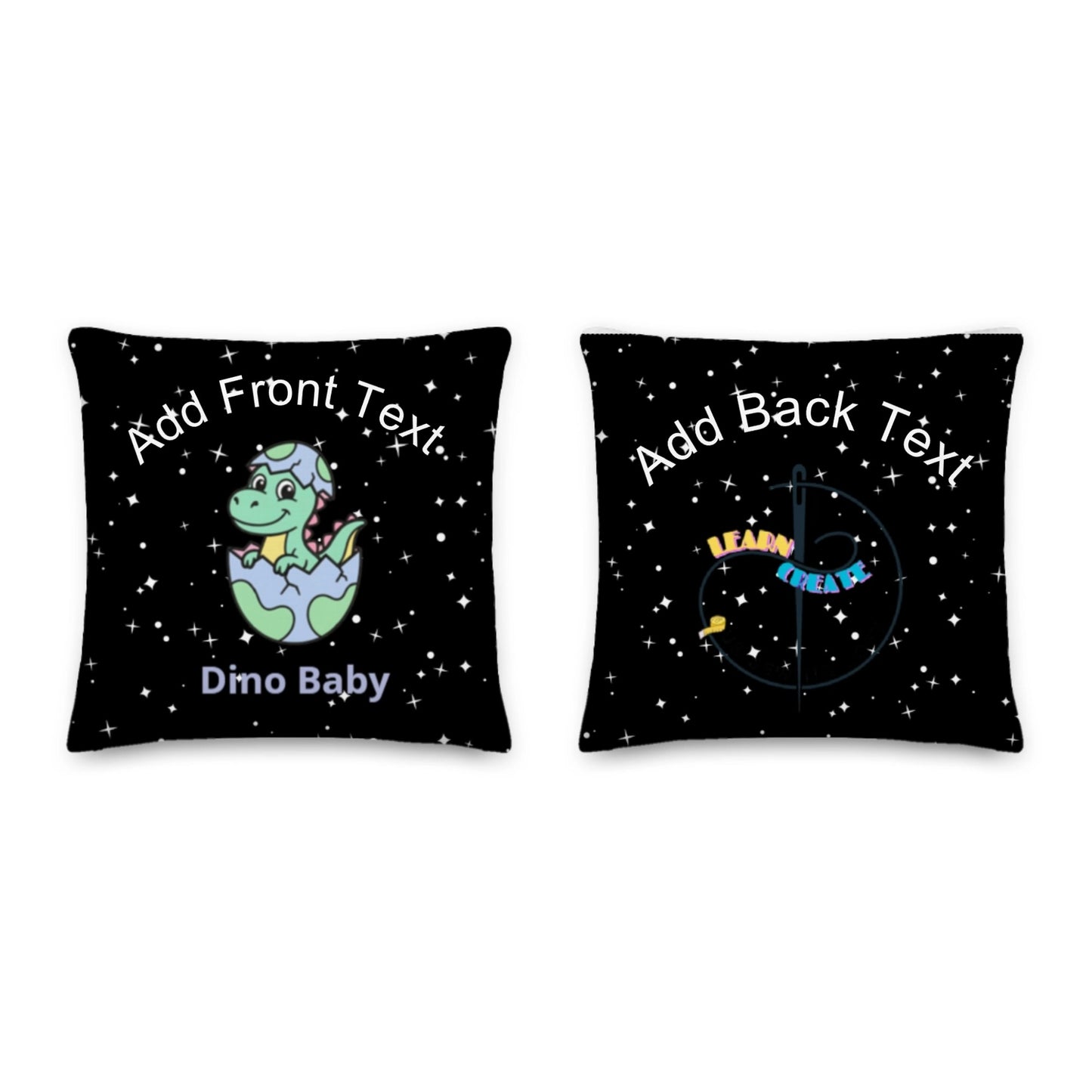 Personalized Dino Baby in Space Pillow - Custom Name Throw Pillow