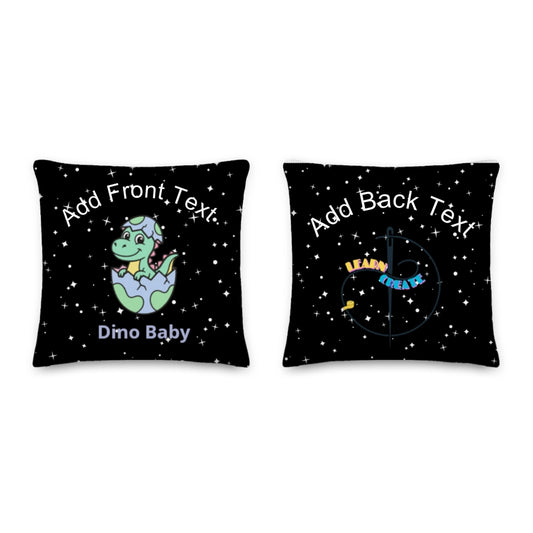 Personalized Dino Baby in Space Pillow - Custom Name Throw Pillow