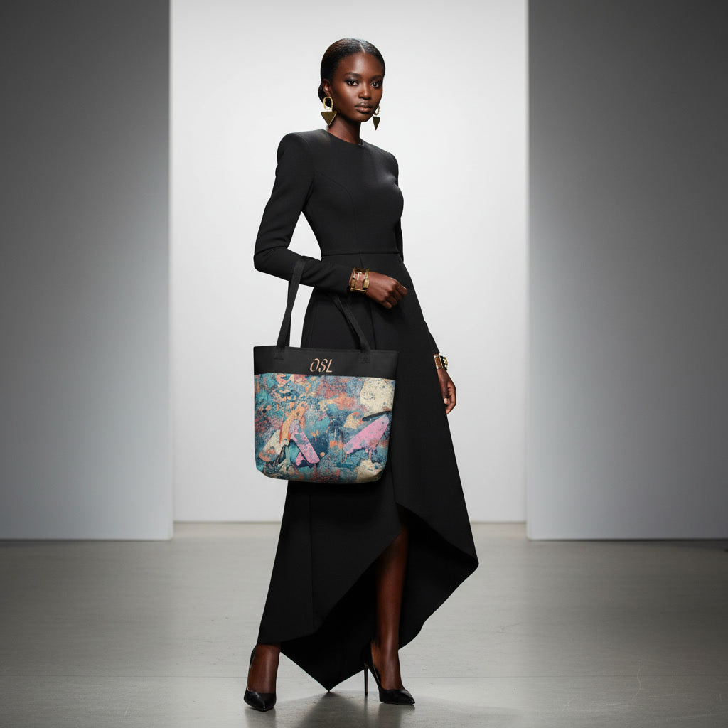 O.S.L Abstract Surrealistic Melting Geometry All Over Print Tote Bag