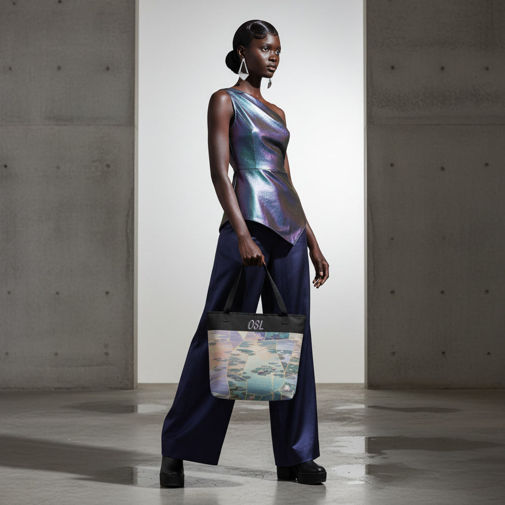 O.S.L Abstract Lilly Pad All Over Print Tote Bags