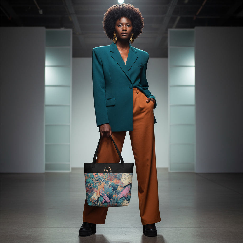 O.S.L Abstract Surrealistic Melting Geometry All Over Print Tote Bag