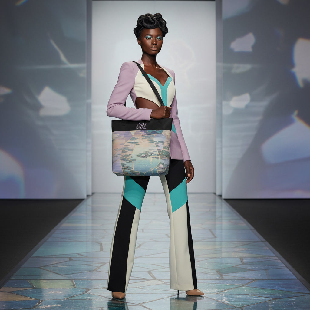 O.S.L Abstract Lilly Pad All Over Print Tote Bags