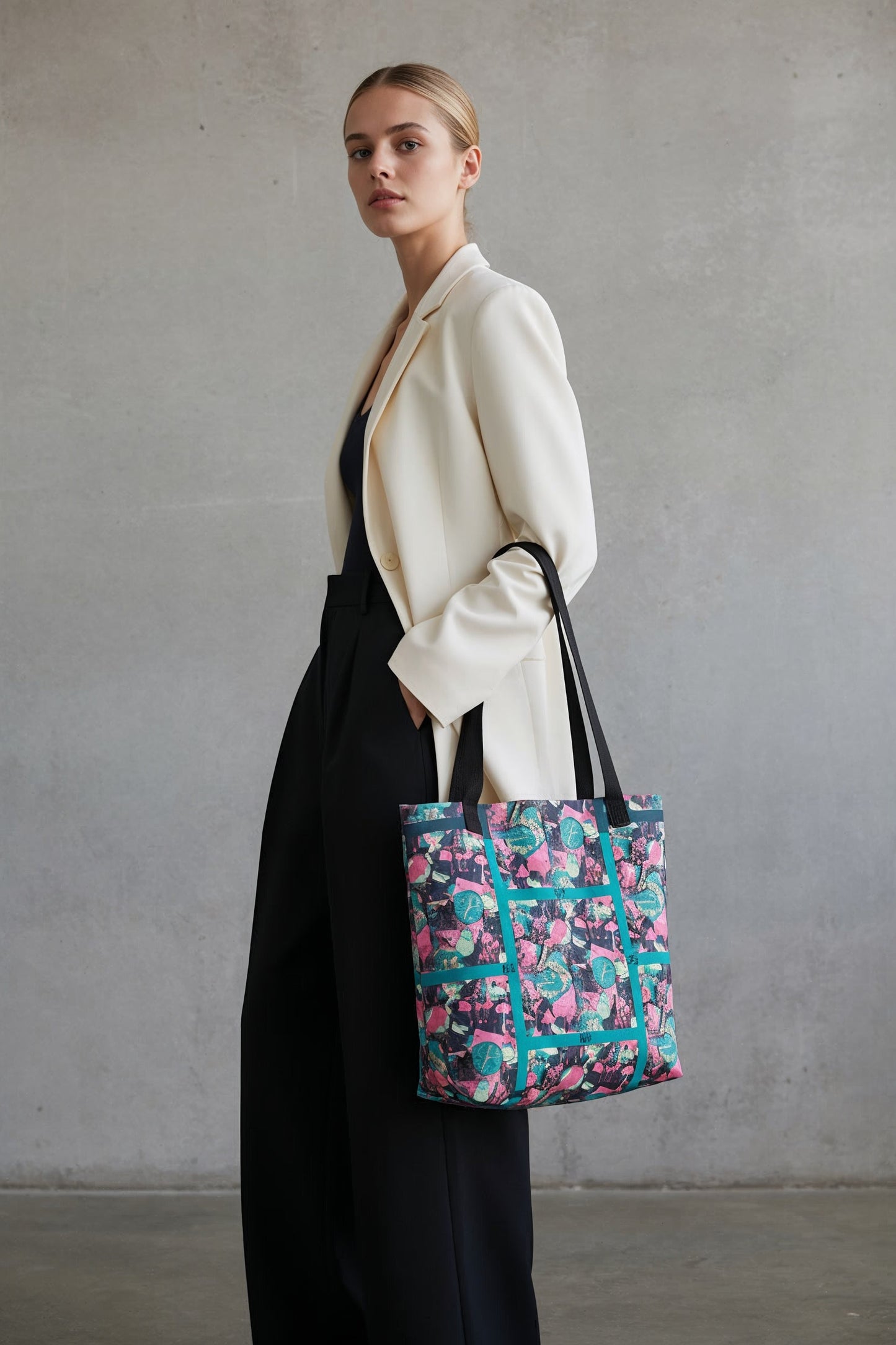 O.S.L Abstract Time Waits For No One All Over Print Tote Bag